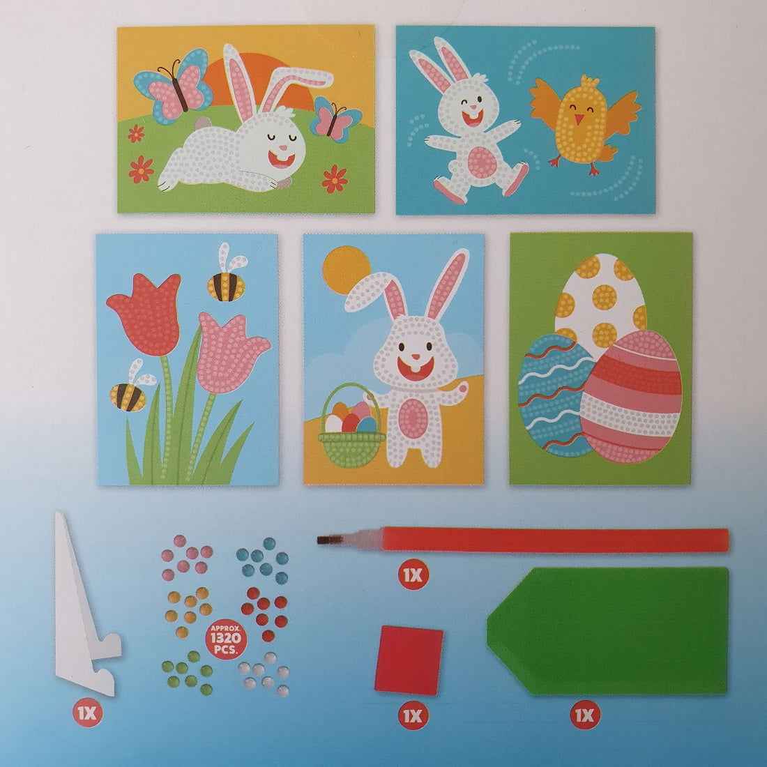 Diamond painting kaarten - Pasen - Konijntje met mandje