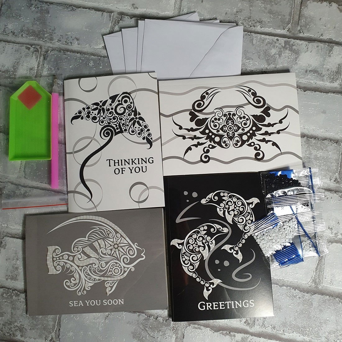 Diamond painting kaarten - Zeedieren - Hobby en meer