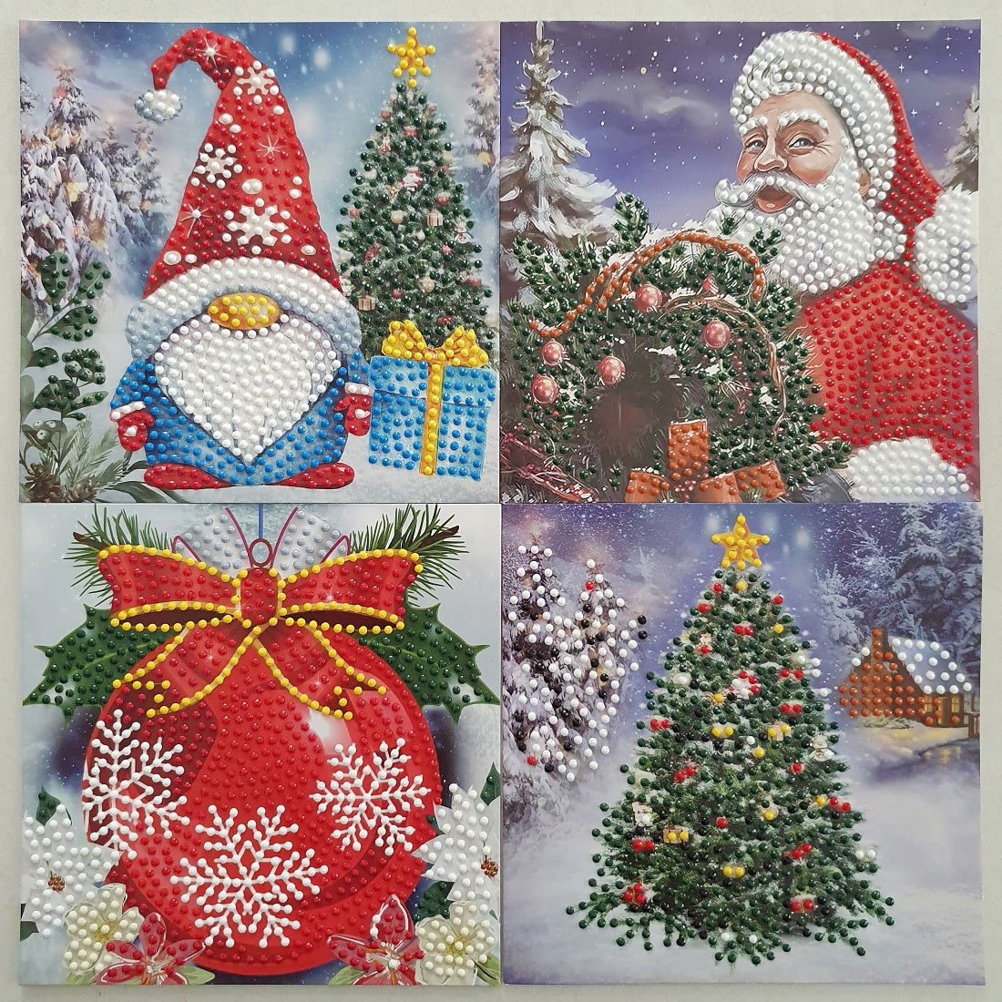 Diamond painting kerst kaarten - set van 4 stuks met envelop - Hobby en meer