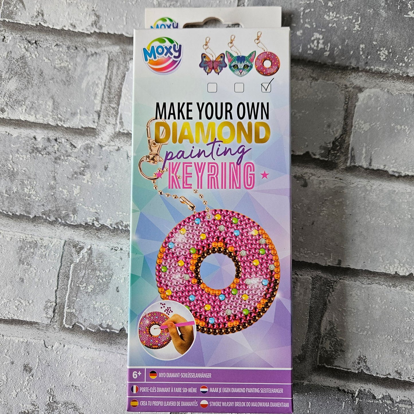 Diamond painting sleutelhanger Donut - Ronde steentjes - Hobby en meer