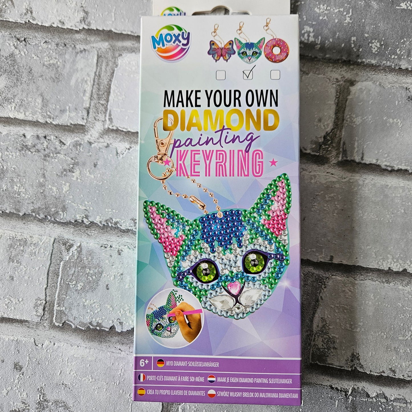 Diamond painting sleutelhanger Kat - Ronde steentjes - Hobby en meer