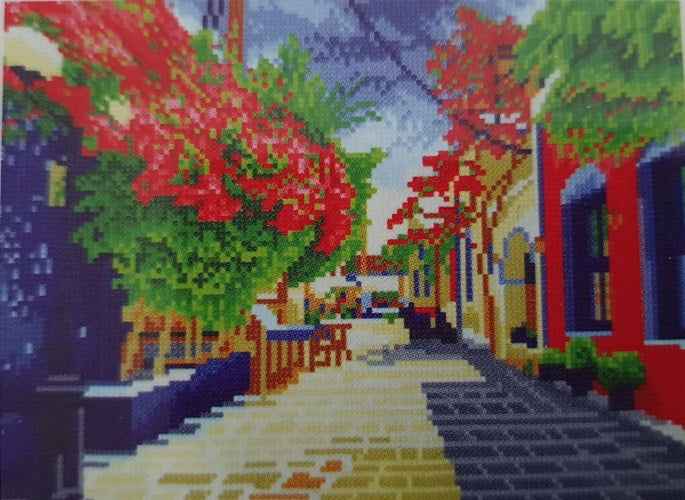Diamond painting stadje- 42 x 32 cm - Ronde steentjes