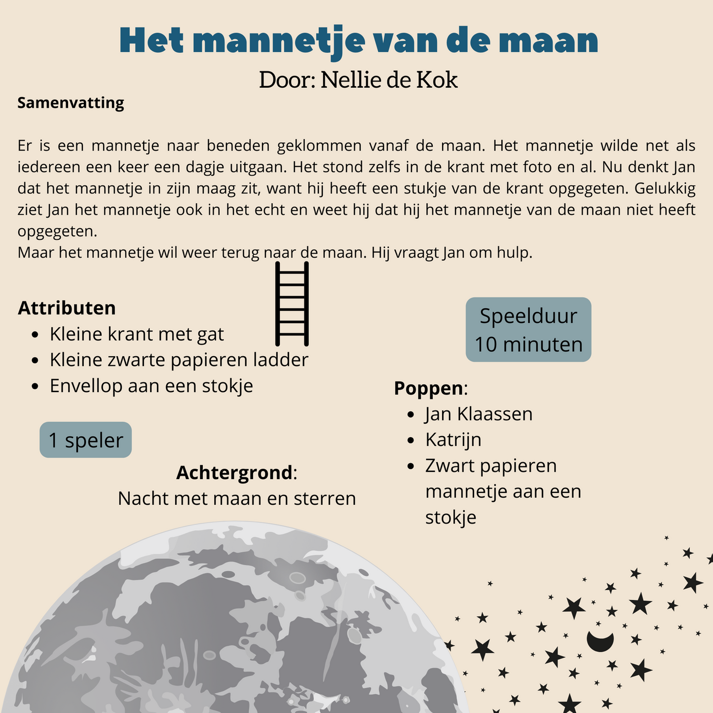 Digitaal Poppenkastscript - Het mannetje van de maan - Met kleurplaat - Hobby en meer