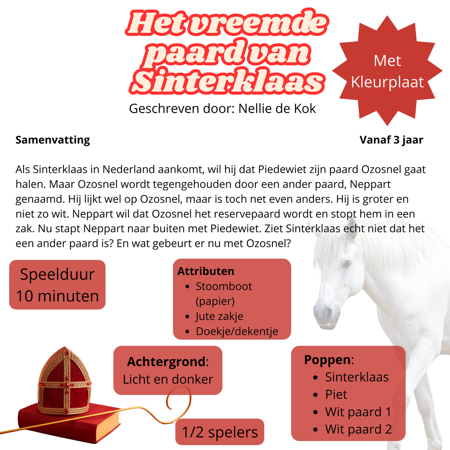 Digitaal Poppenkastscript - Het vreemde paard van sinterklaas - Met kleurplaat - Hobby en meer