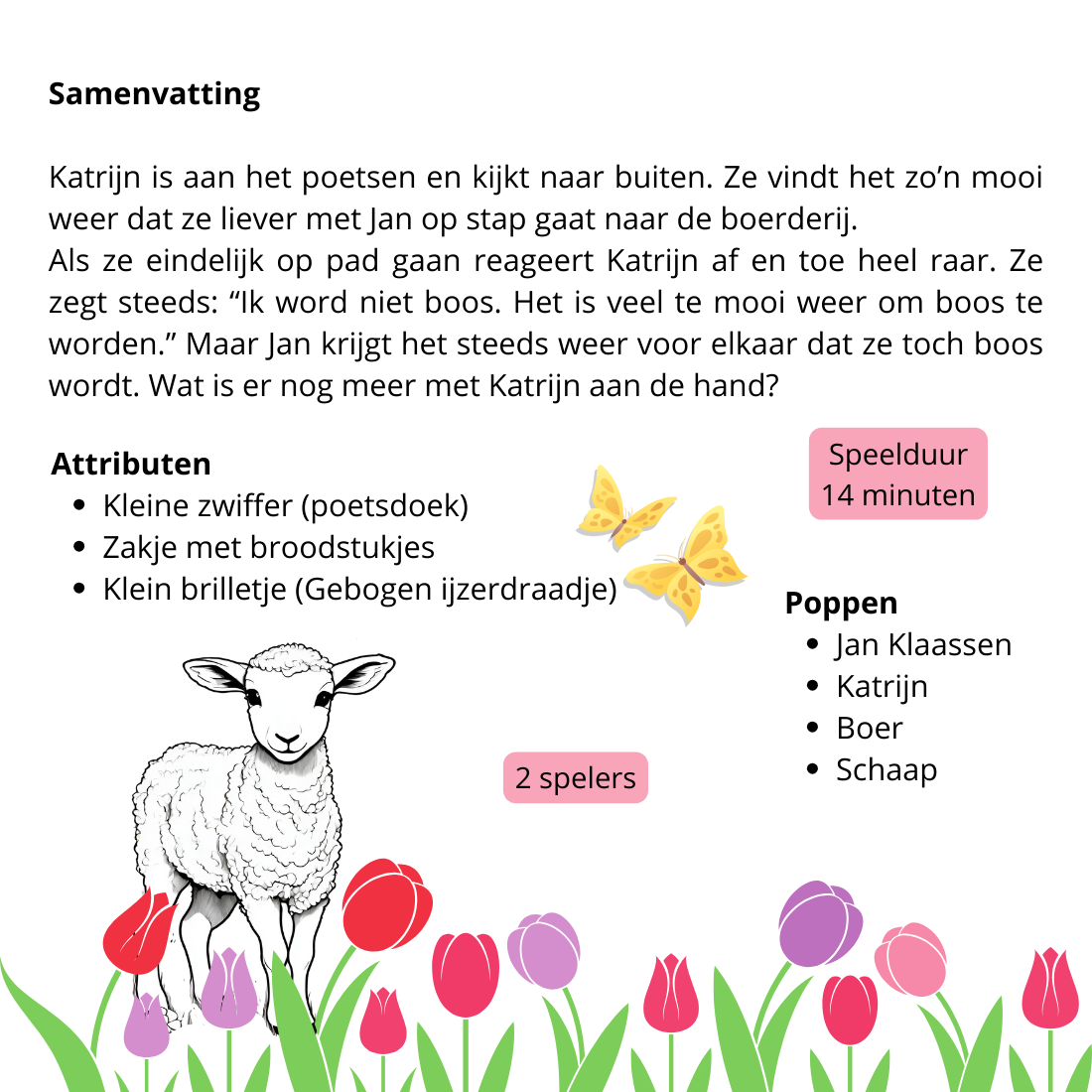 Digitaal Poppenkastscript - Katrijn heeft de lente in haar bol - Met kleurplaat - Hobby en meer