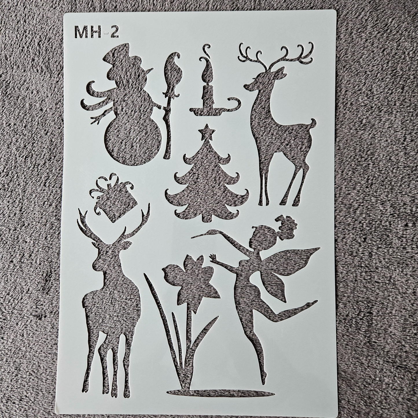 Hobby stencil - Rendier, sneeuwpop, elfje - A4 - Hobby en meer