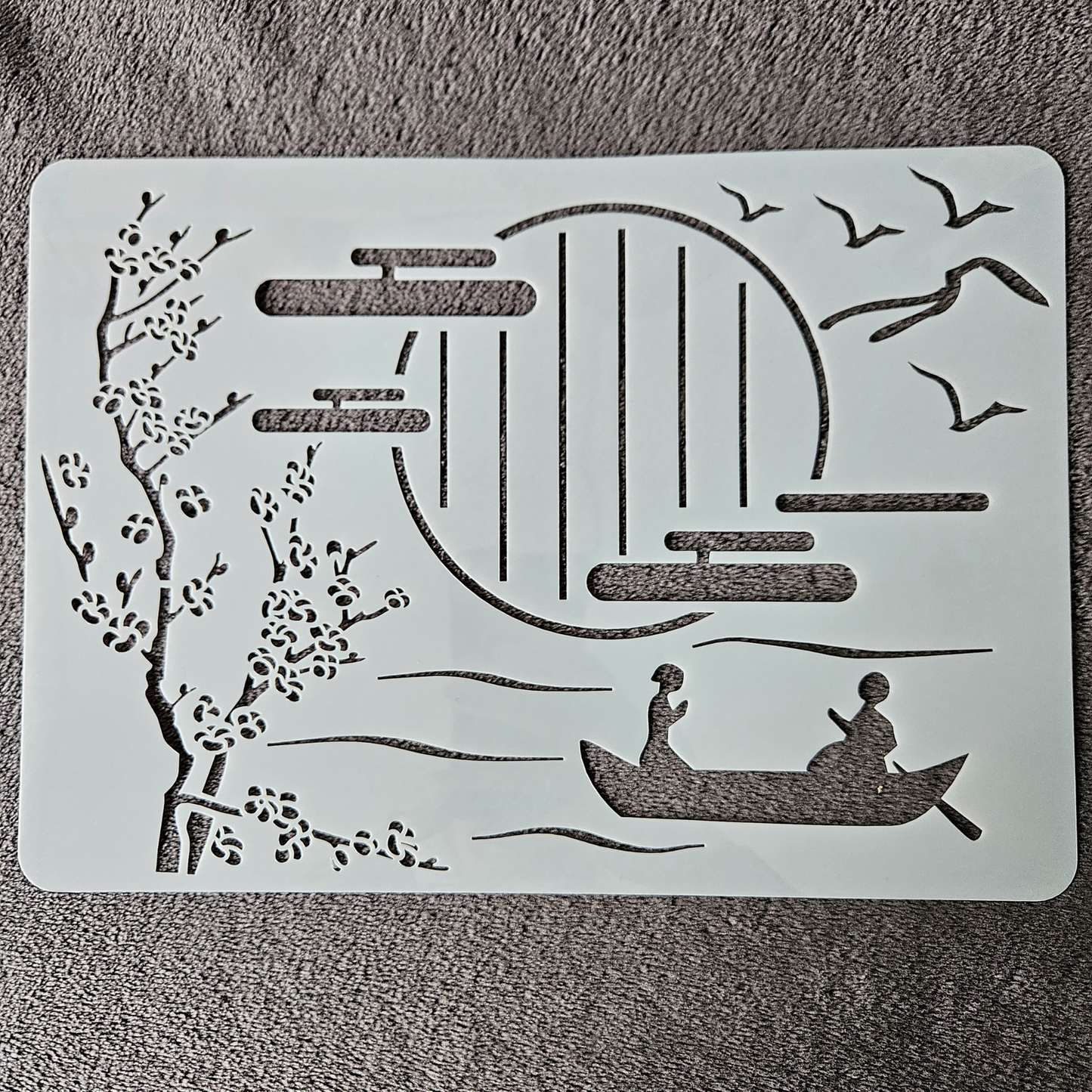 Hobby stencil - Scene bootje op het water - A4 - Hobby en meer