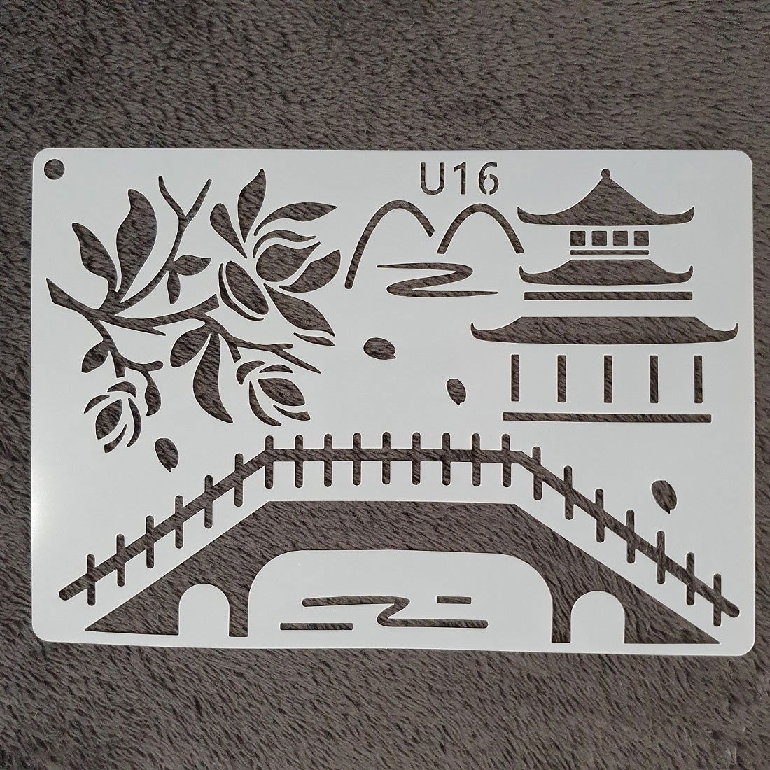 Hobby stencil Brug en tempel - A5 - Hobby en meer