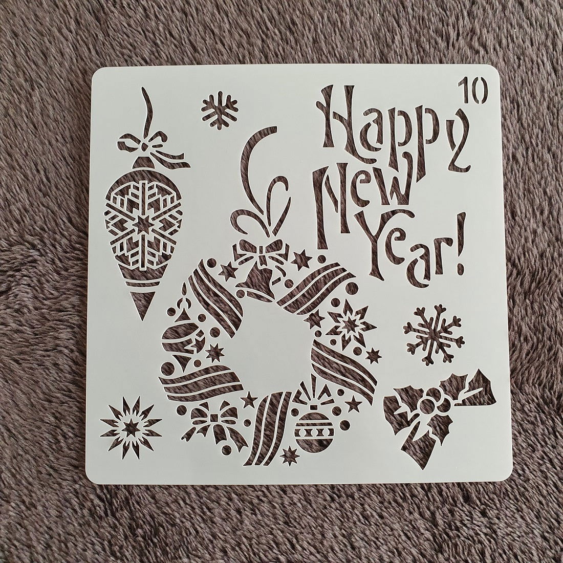 Hobby stencil Kerst - Happy new year - 15x15 cm - Hobby en meer