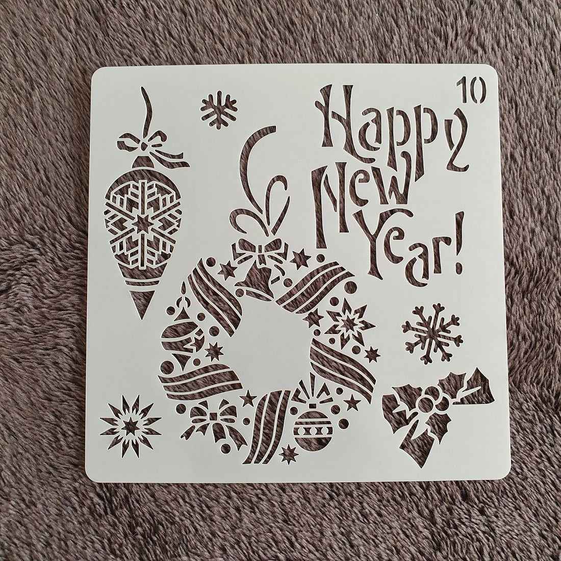 Hobby stencil Kerst - Happy new year - 15x15 cm