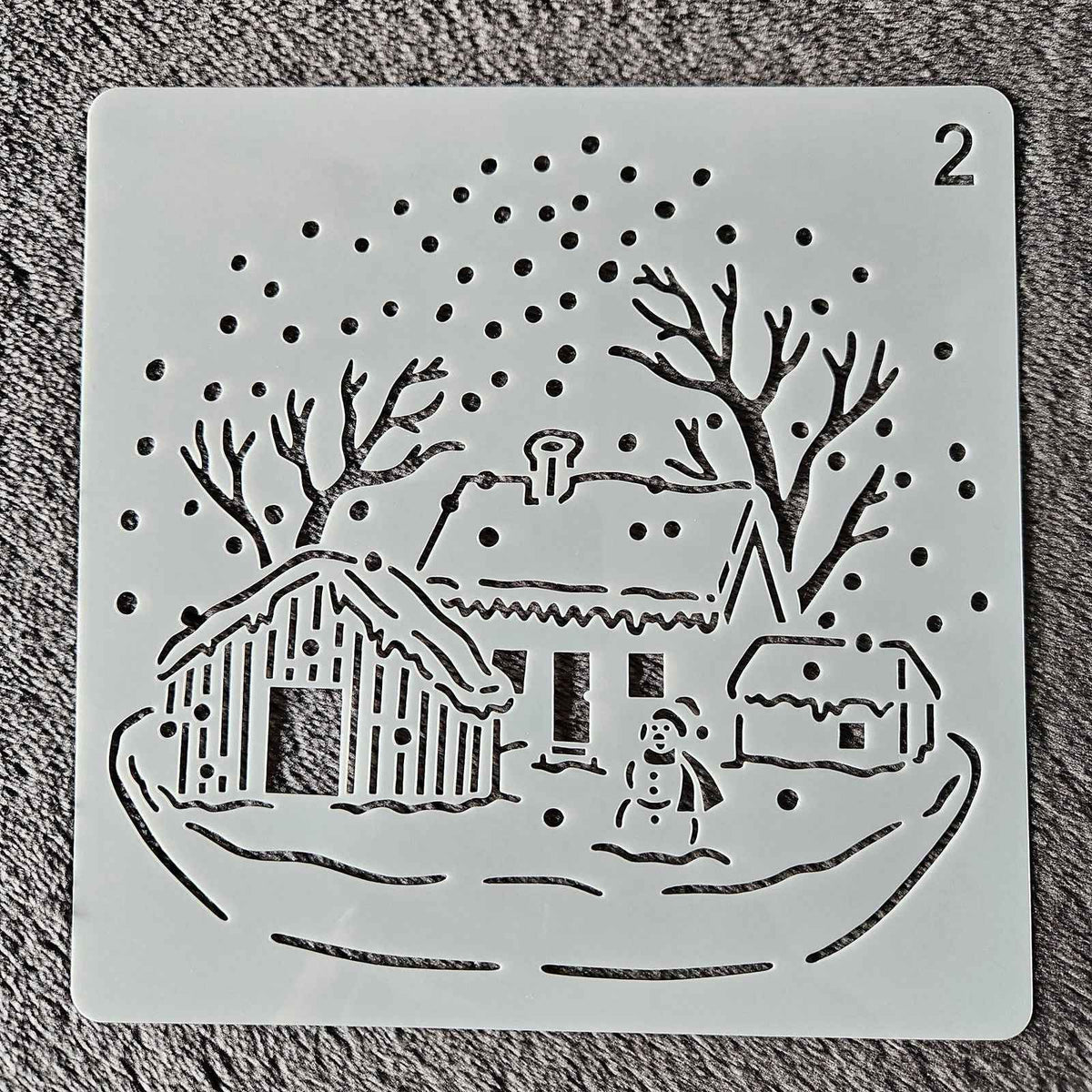 Hobby stencil Kerst - Huisjes in de sneeuw - 15x15 cm