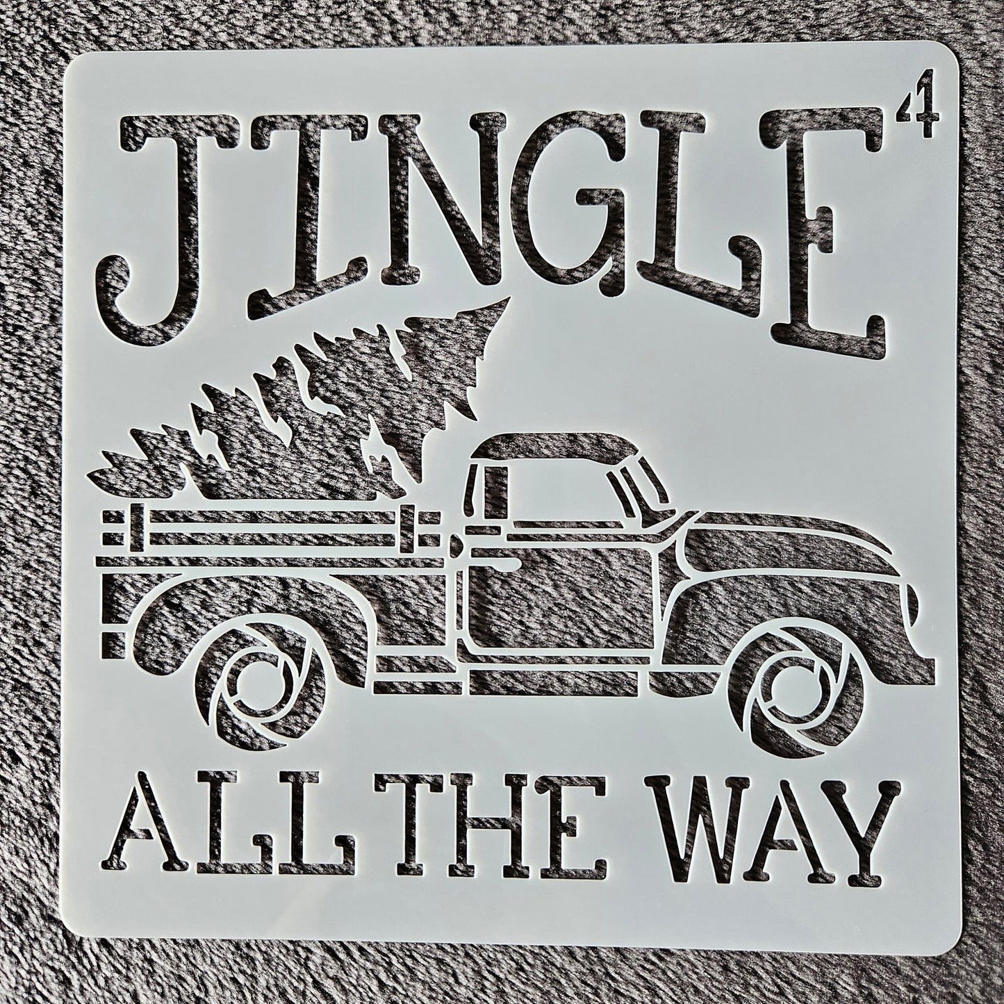 Hobby stencil Kerst - Jingle all the way Kerst truck - 15x15 cm - Hobby en meer