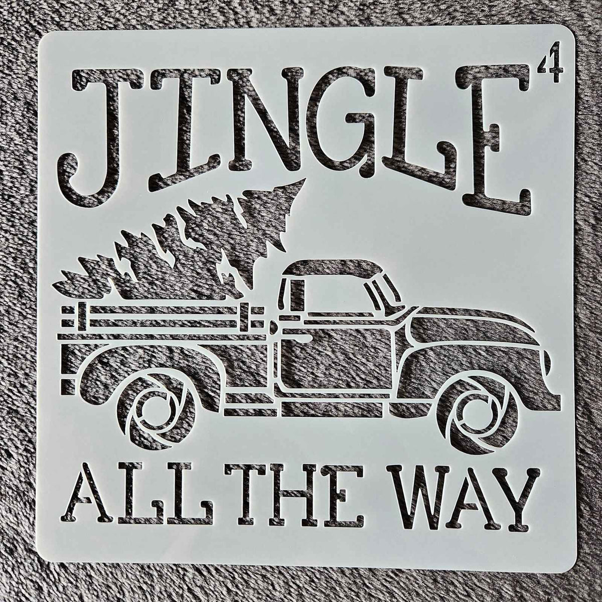 Hobby stencil Kerst - Jingle all the way Kerst truck - 15x15 cm