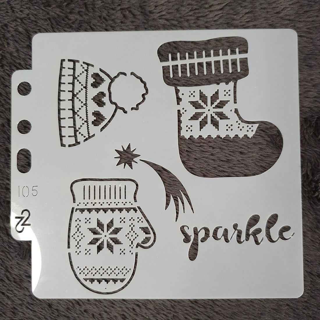 Hobby stencil Kerst - Kerst sok, muts en want - 13 x 13