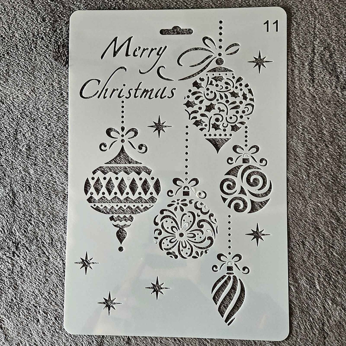 Hobby stencil Kerst - Kerstballen Merry Christmas - A5+