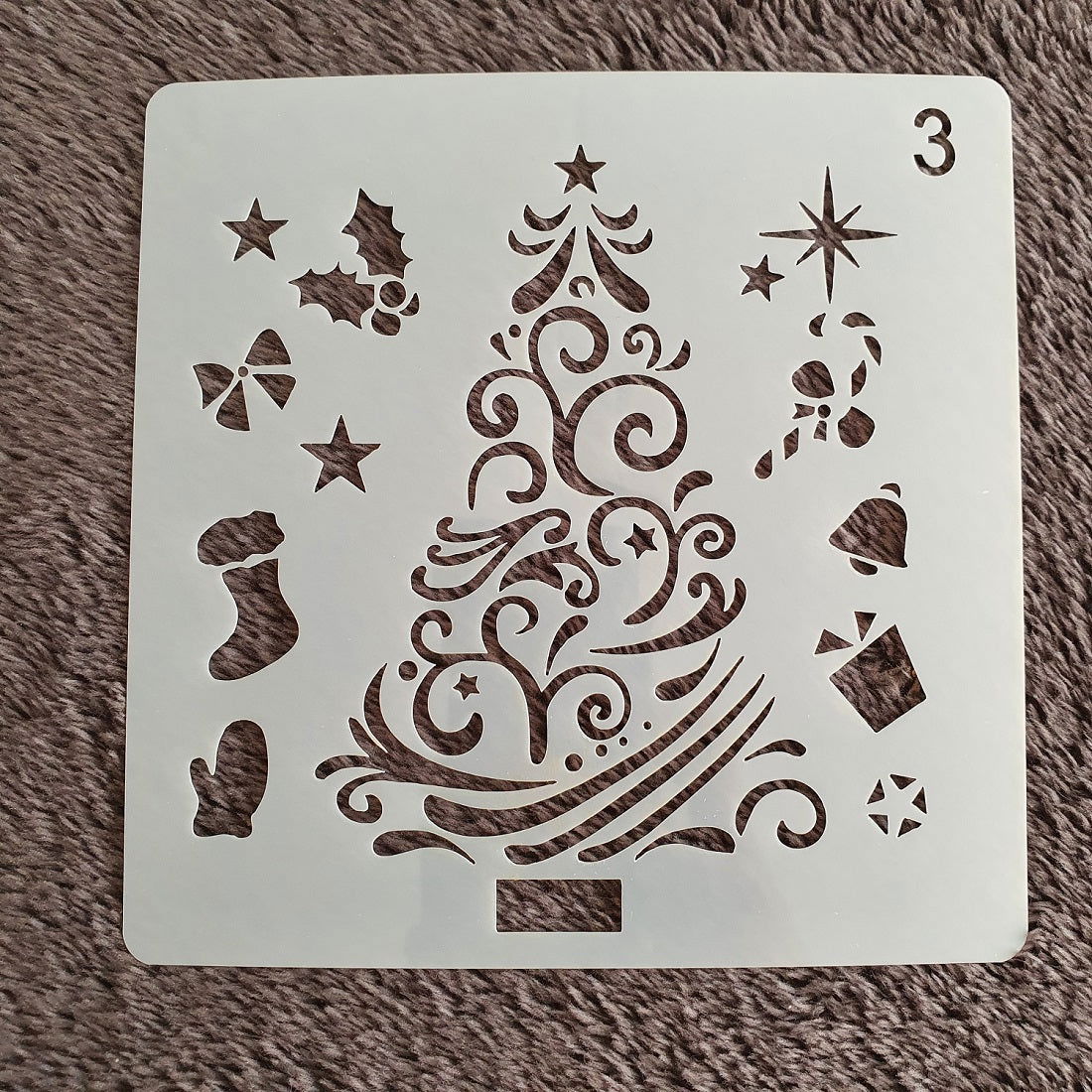 Hobby stencil Kerst - Kerstboom met versiering- 13 x 13 - Hobby en meer