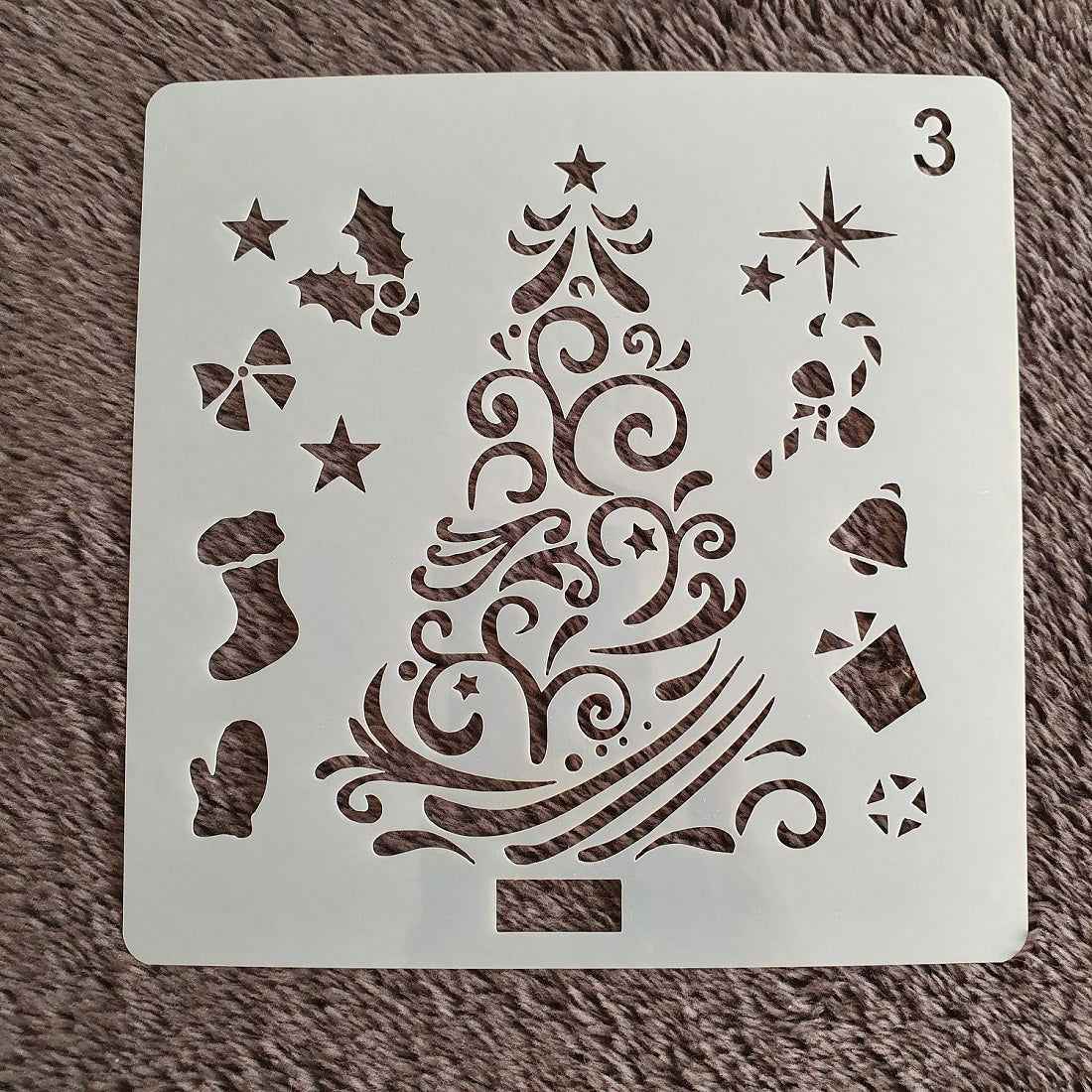 Hobby stencil Kerst - Kerstboom met versiering- 13 x 13