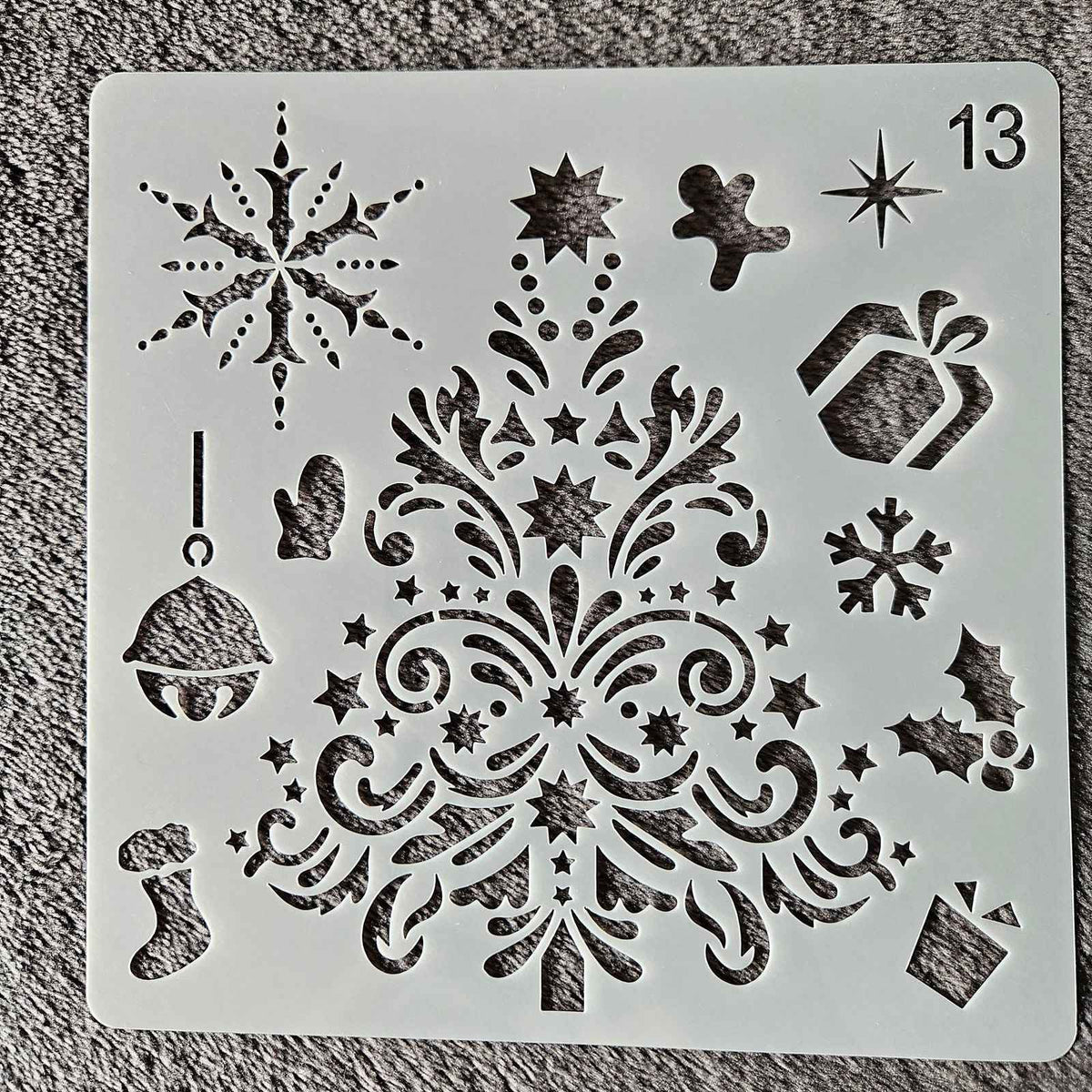 Hobby stencil Kerst - Kerstboom met versiering - 15x15 cm