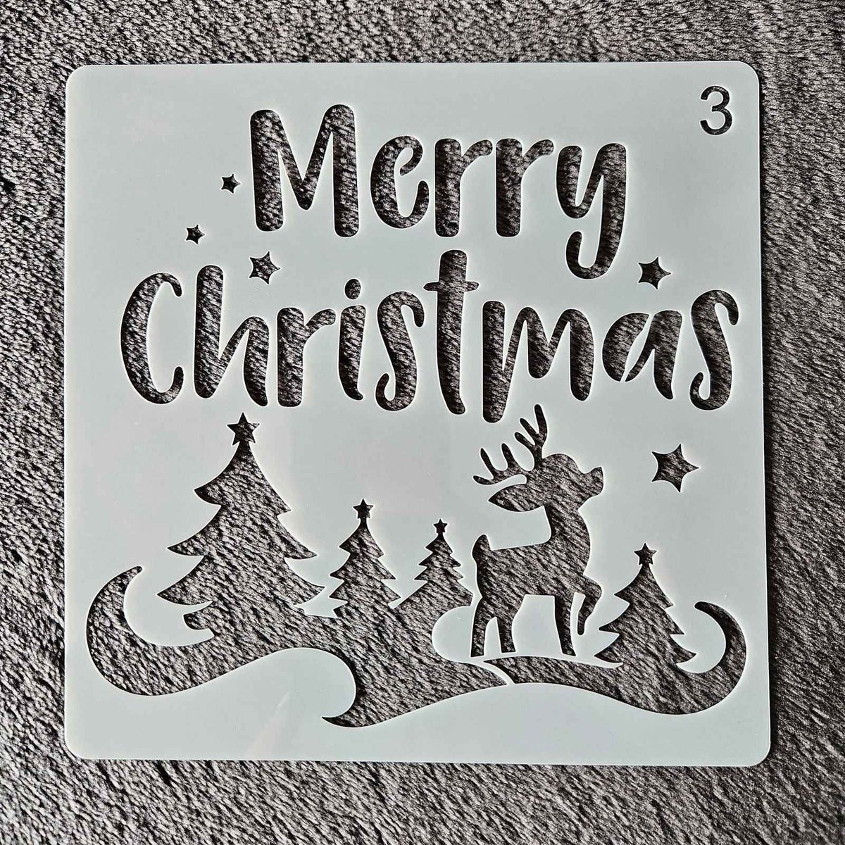 Hobby stencil Kerst - Merry Christmas Rudolf in het bos - 15x15 cm