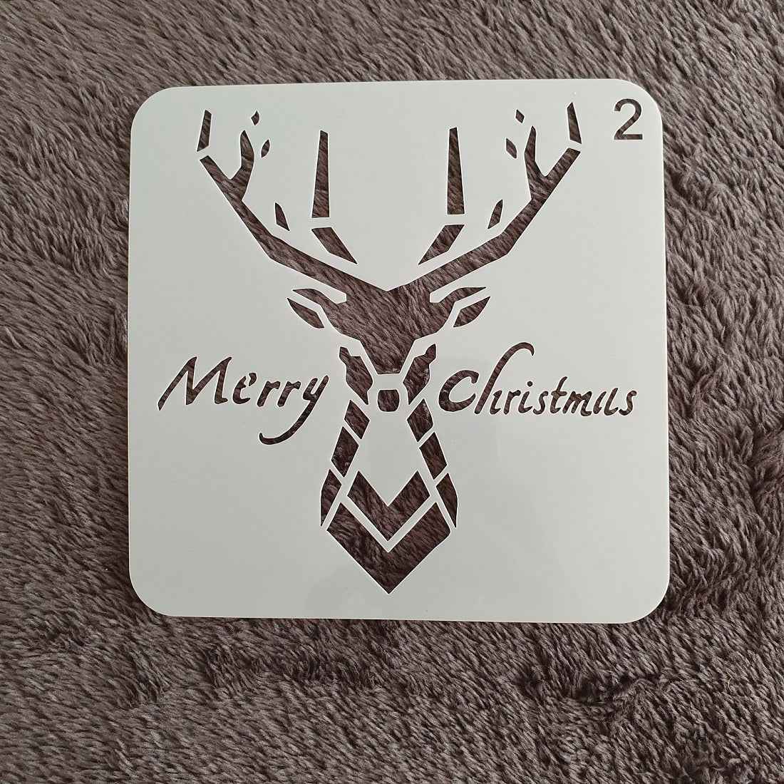 Hobby stencil Kerst - Rendier Merry Christmas - 13 x 13