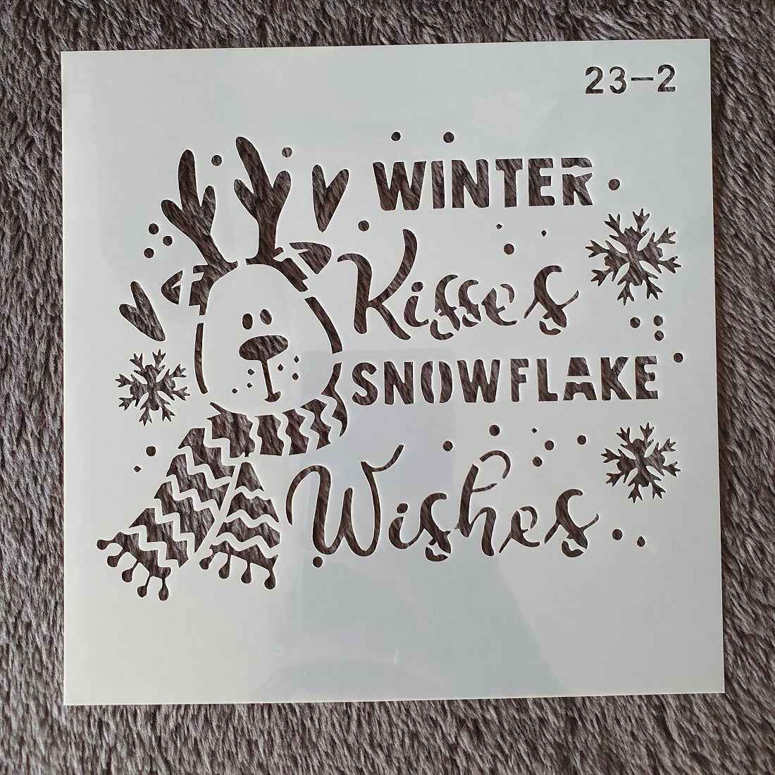 Hobby stencil Kerst - Rudolf Winter kisses snowflake wishes - 15x15 cm