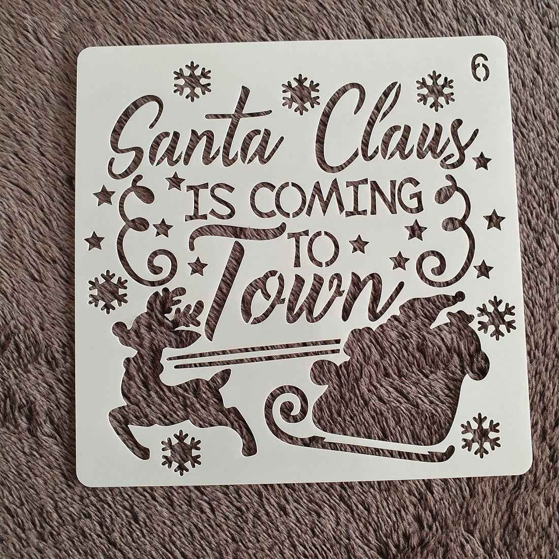 Hobby stencil Kerst - Santa Claus is coming to town - 15x15 cm