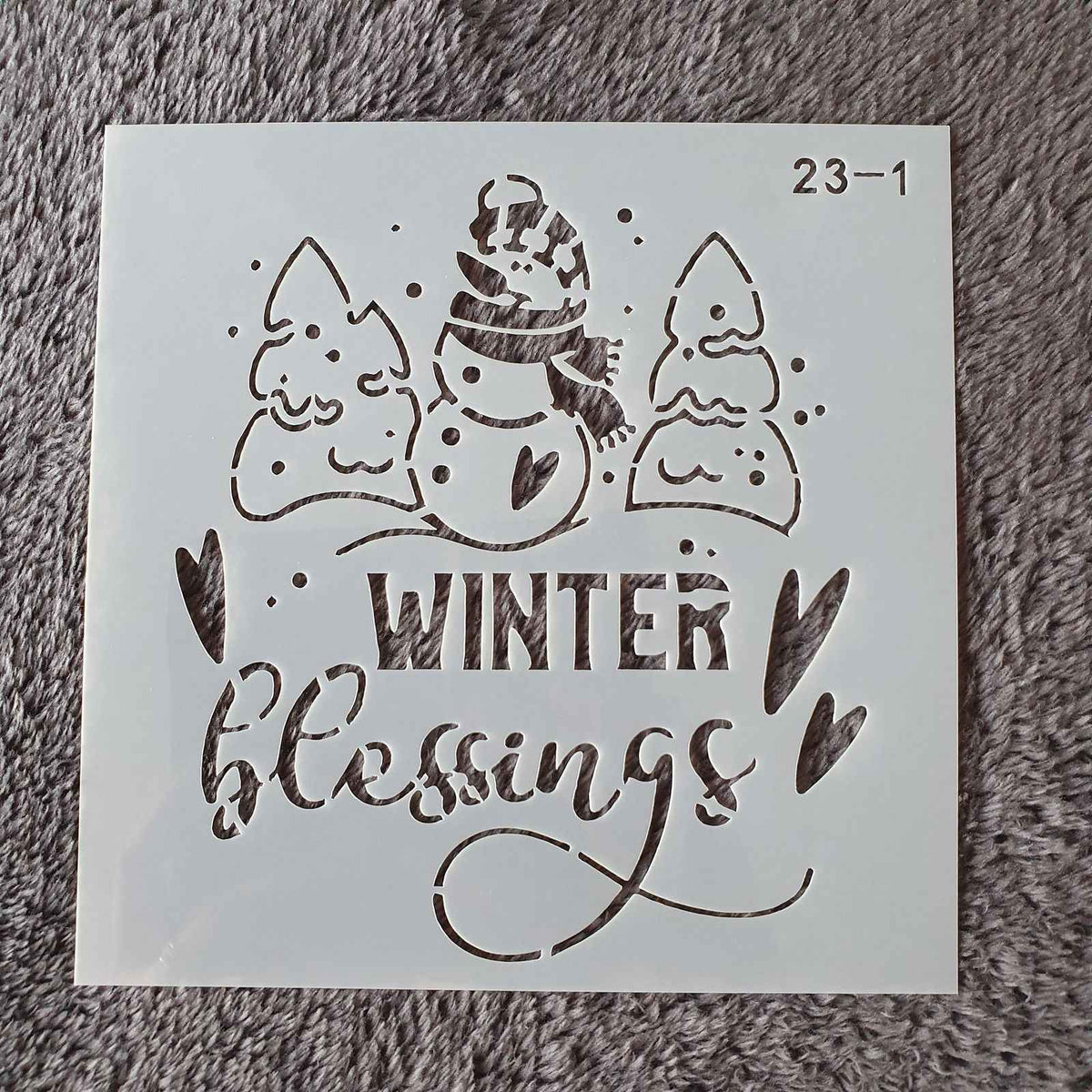 Hobby stencil Kerst - Winter blessings sneeuwpop - 15x15 cm
