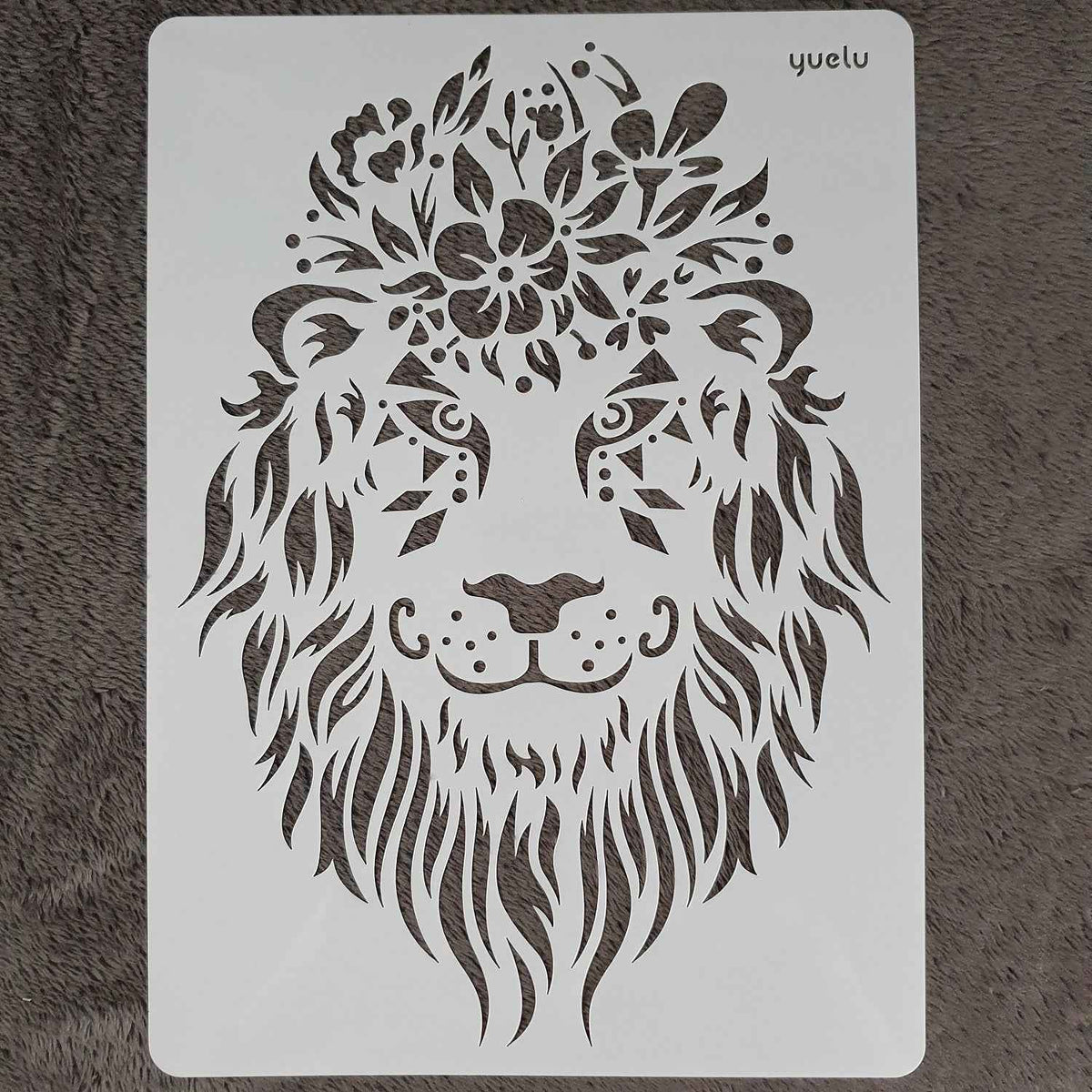 Hobby stencil - Leeuw met bloemen - A4