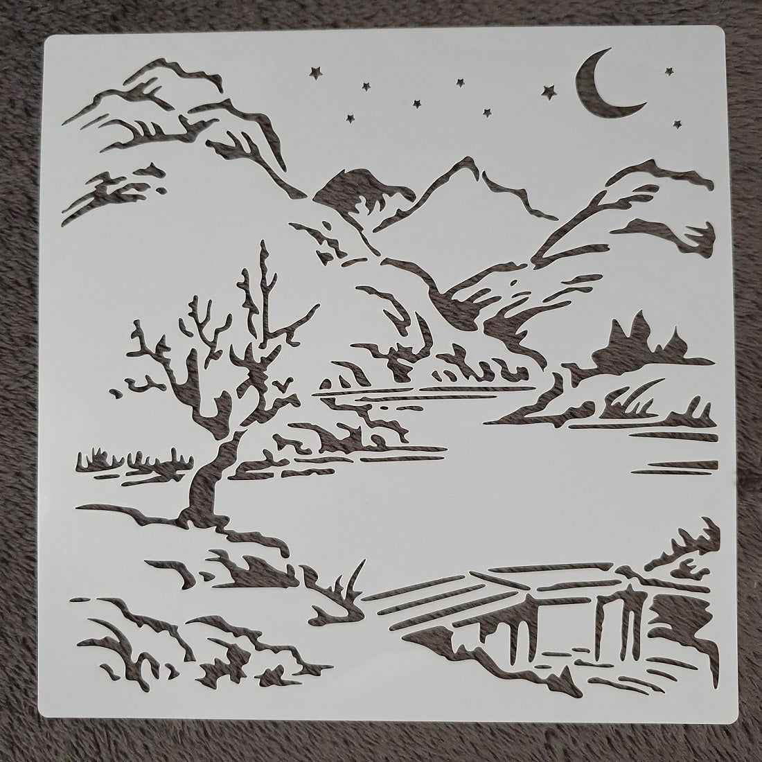 Hobby stencil - Scene in de bergen - 20 x 20 cm