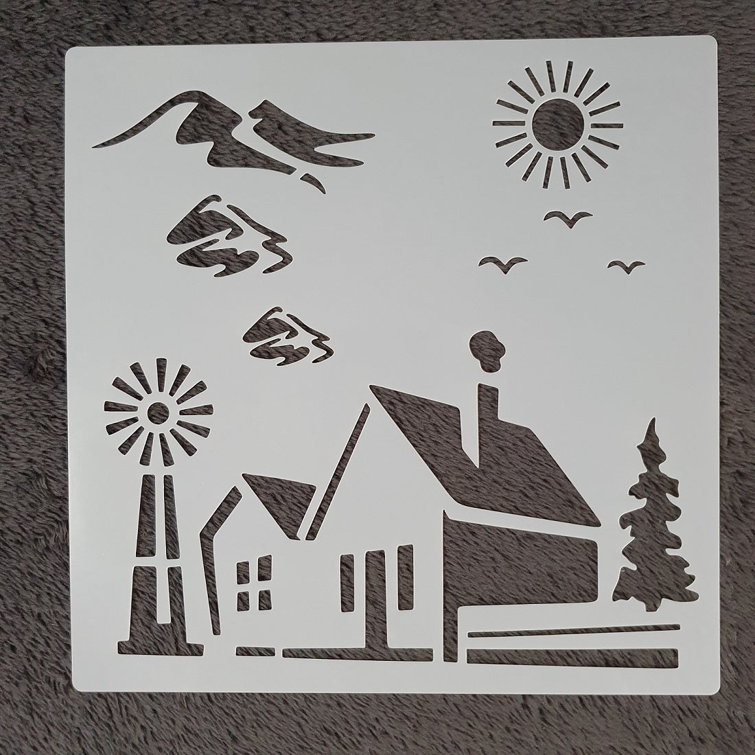 Hobby stencil Scene platteland - 20 x 20 cm - Hobby en meer