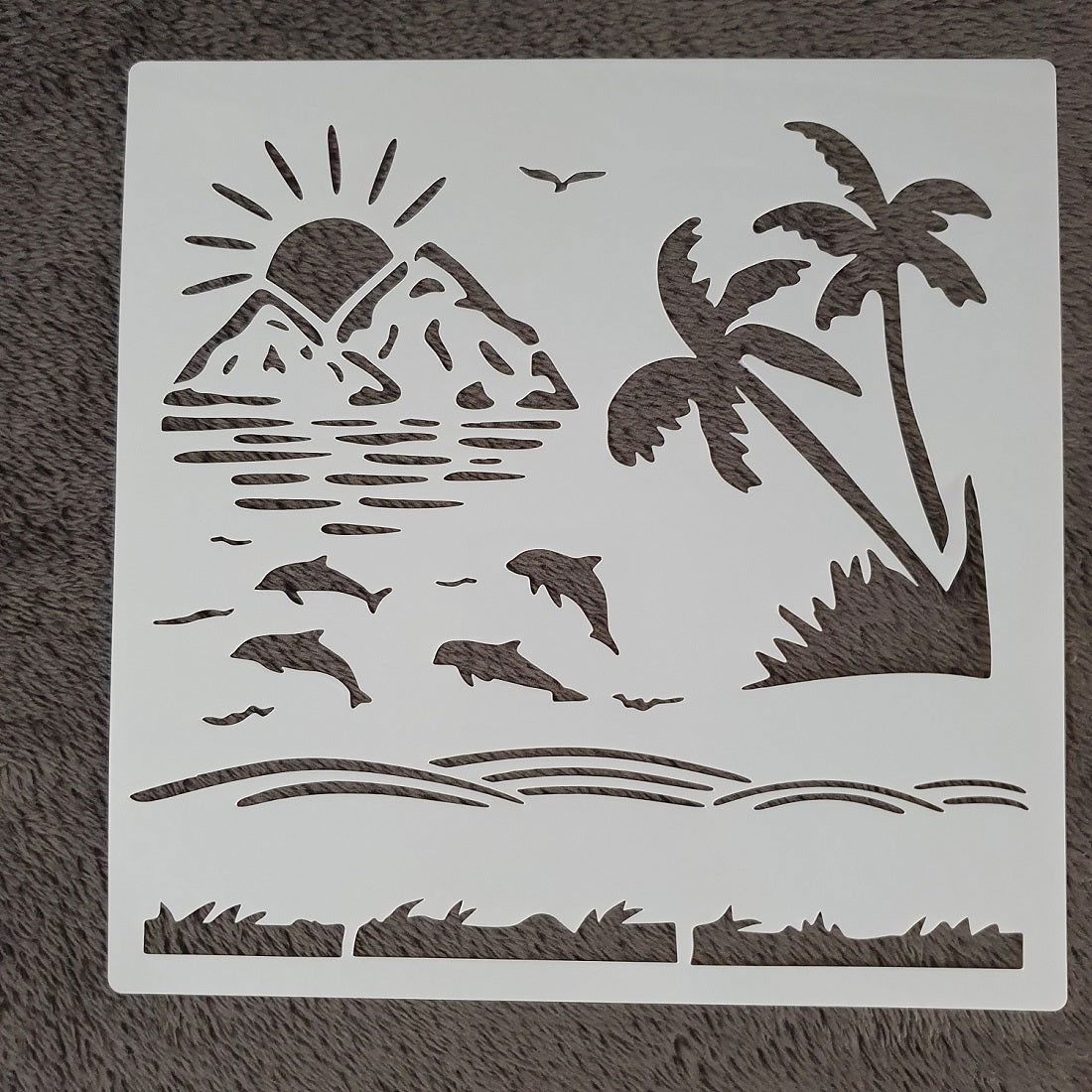 Hobby stencil Scene strand - 20 x 20 cm - Hobby en meer