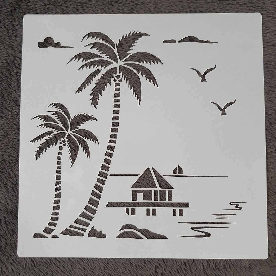 Hobby stencil - Scene strandhuisje - 20 x 20 cm