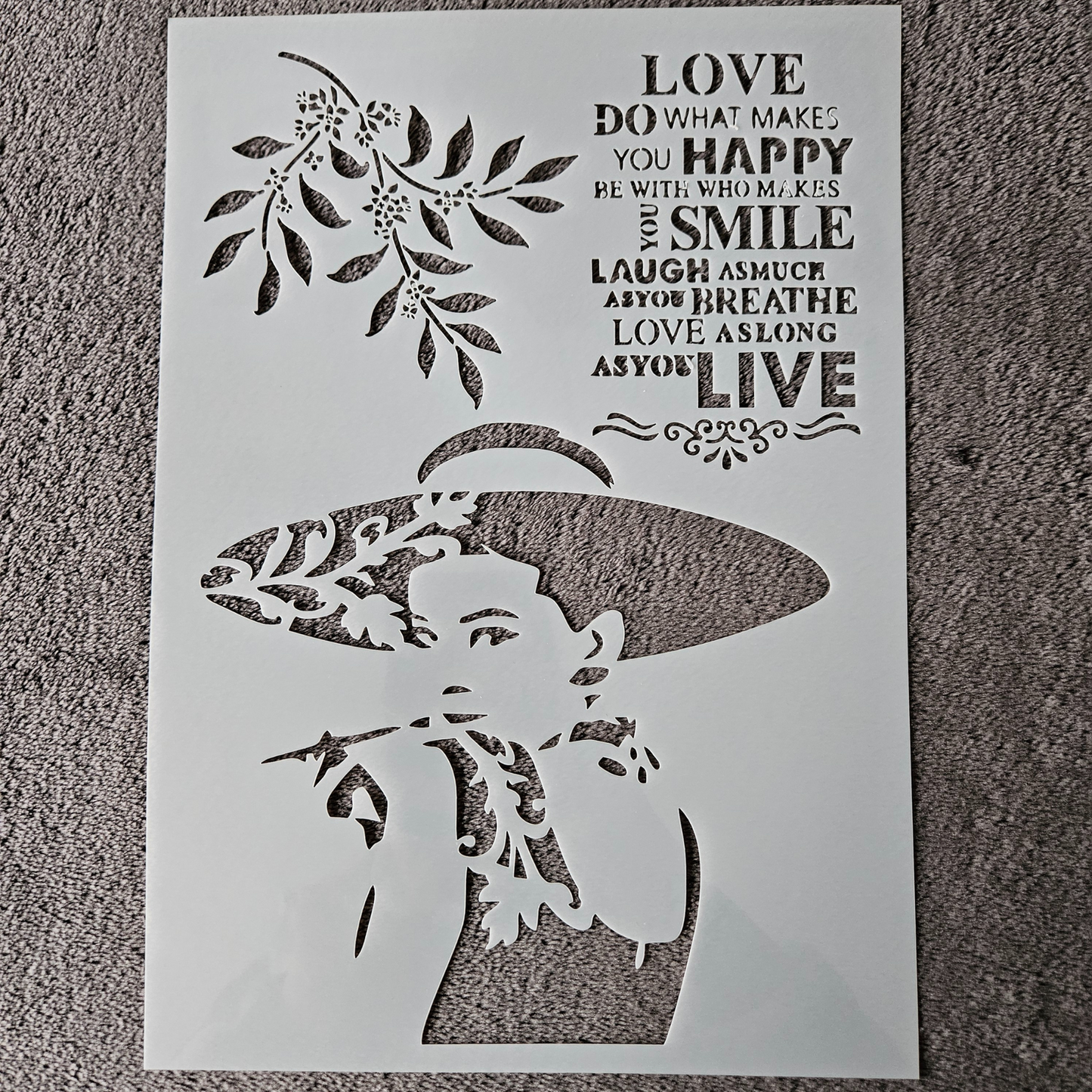 Hobby stencil Vrouw met hoed - A4 - Hobby en meer
