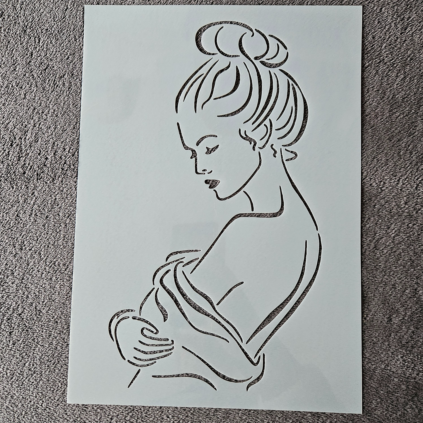 Hobby stencil Vrouw met knot - A4 - Hobby en meer