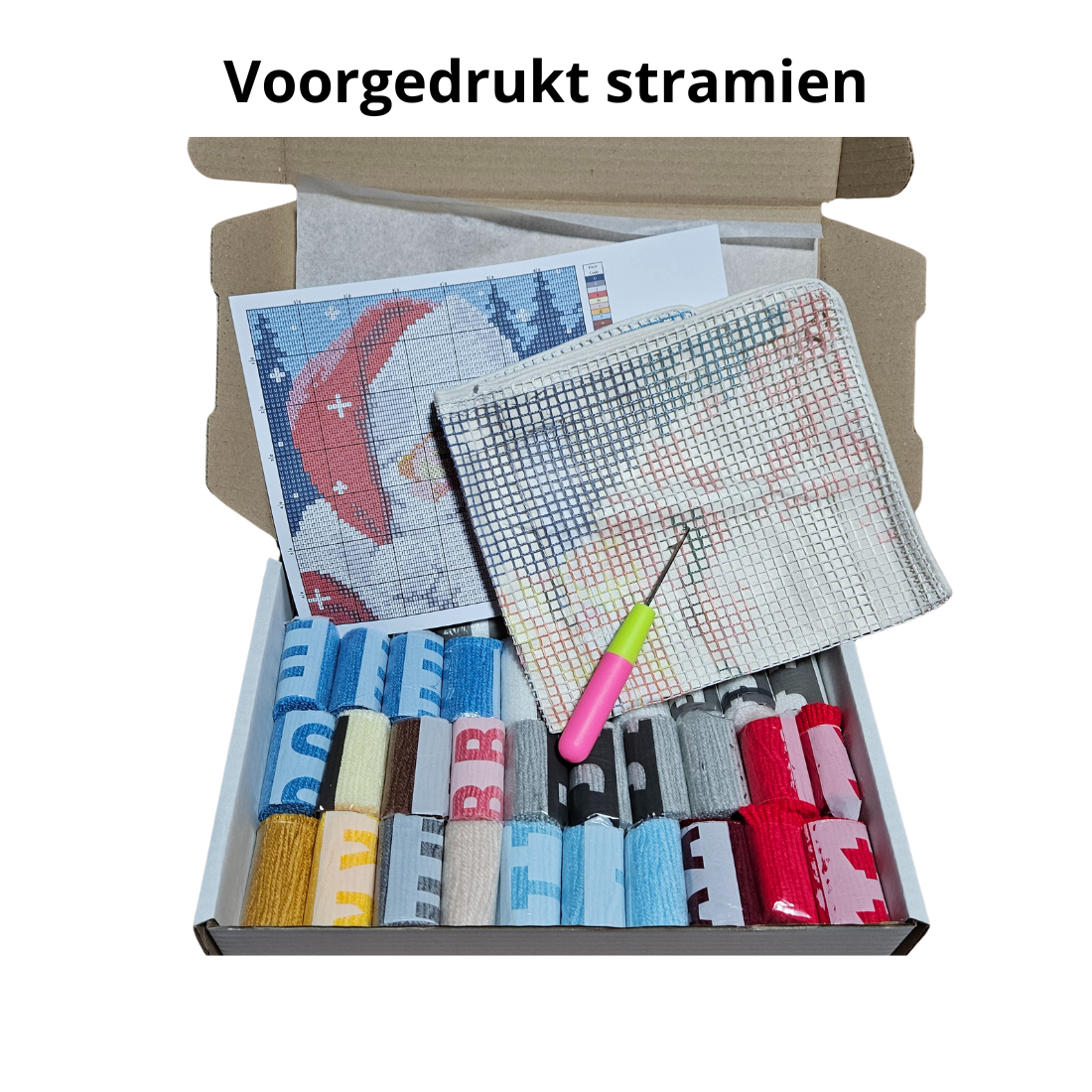 Latch hook kussen Kerstman - 43 x 43 cm - Hobby en meer