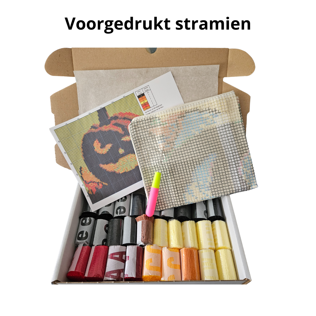 Latch hook kussen Pompoen- 43 x 43 cm - Hobby en meer