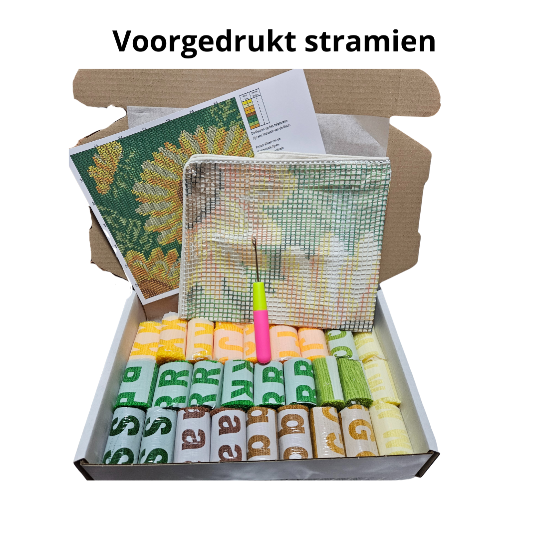 Latch hook kussen Zonnebloemen - 43 x 43 cm - Hobby en meer