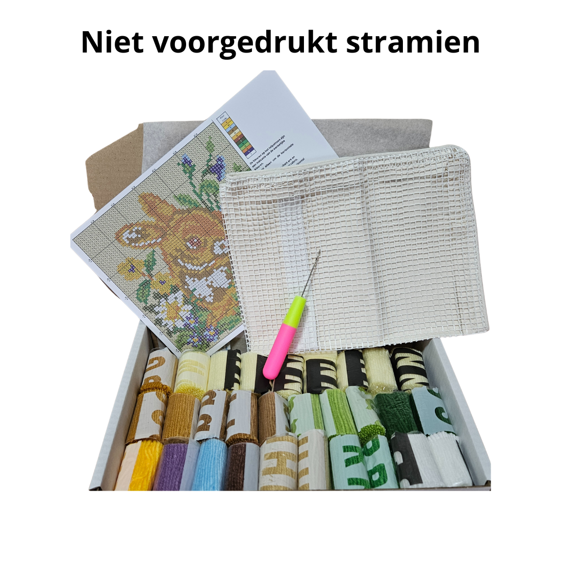 Latch hook kussen konijntje- 43 x 43 cm - Hobby en meer