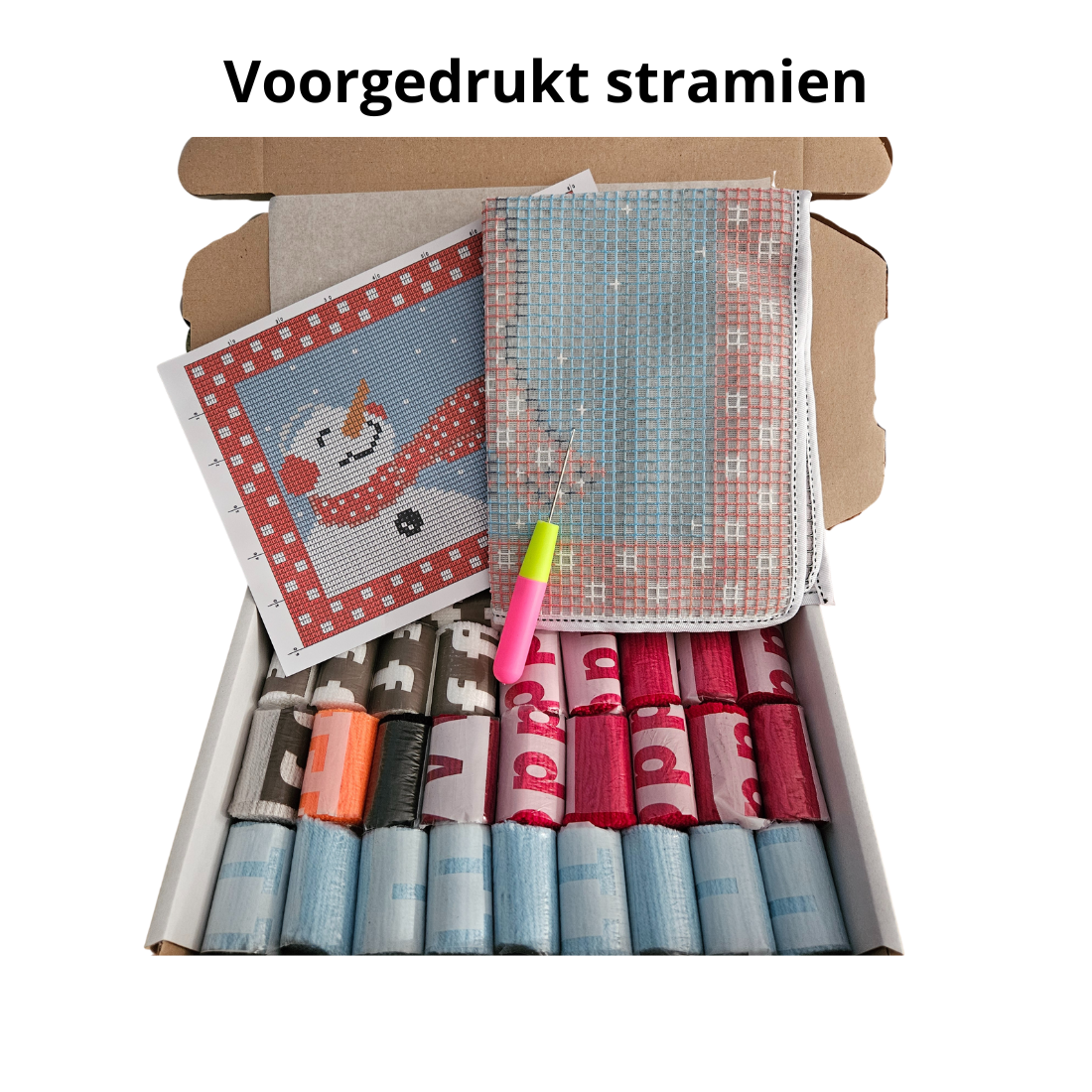 Latch hook mat Sneeuwpop - 38 x 52 cm - Hobby en meer