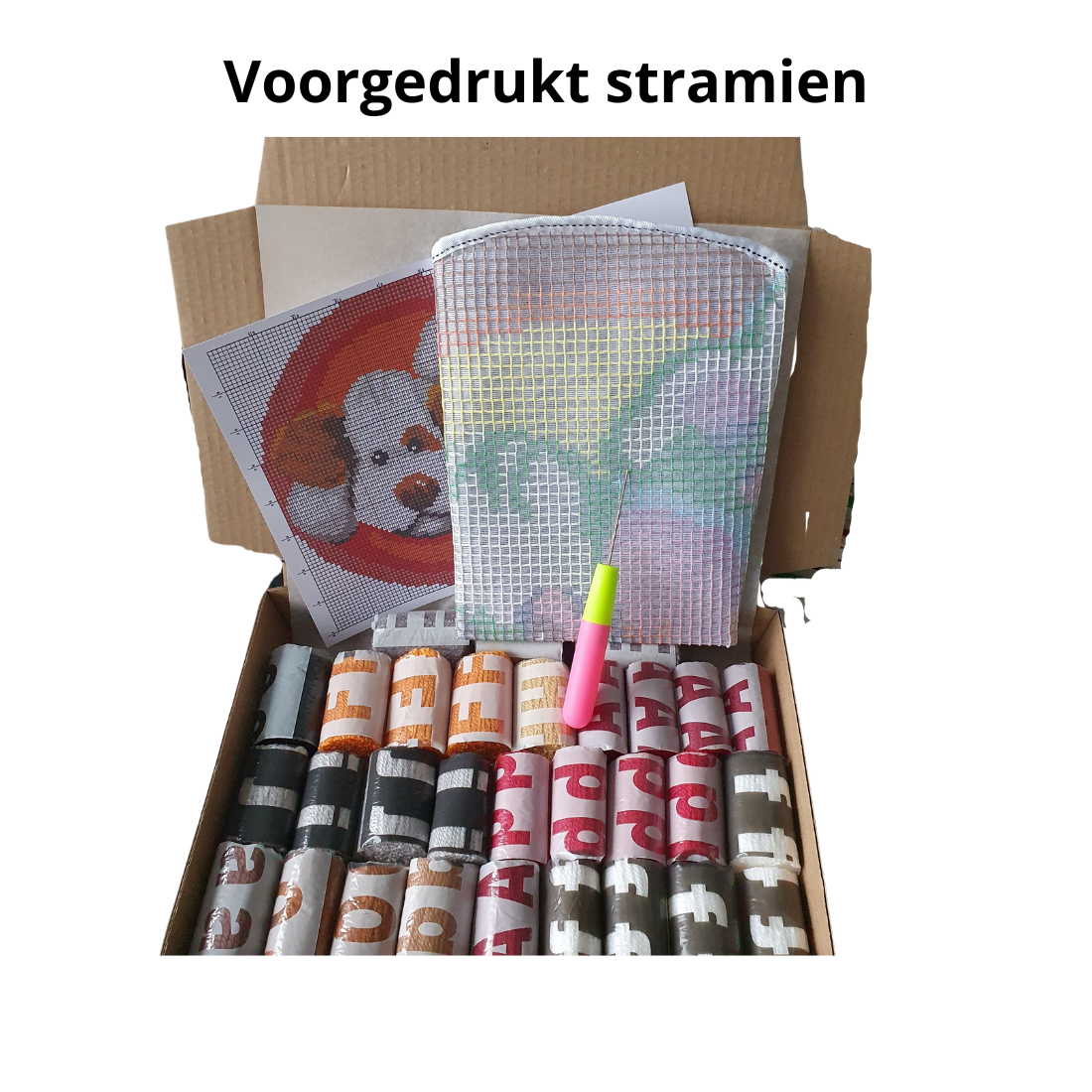 Latch hook mat hondje - 50 x 50 cm - Hobby en meer