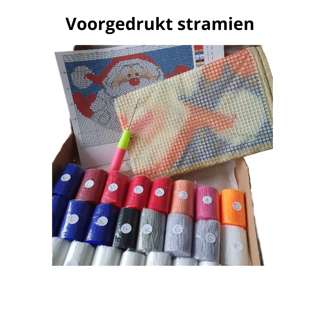 Latch hook mat kerstman halve ronde - 30 x 50 cm - Hobby en meer