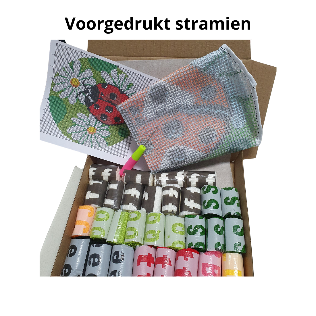 Latch hook mat lieveheersbeestje - 50 x 50 cm - Hobby en meer