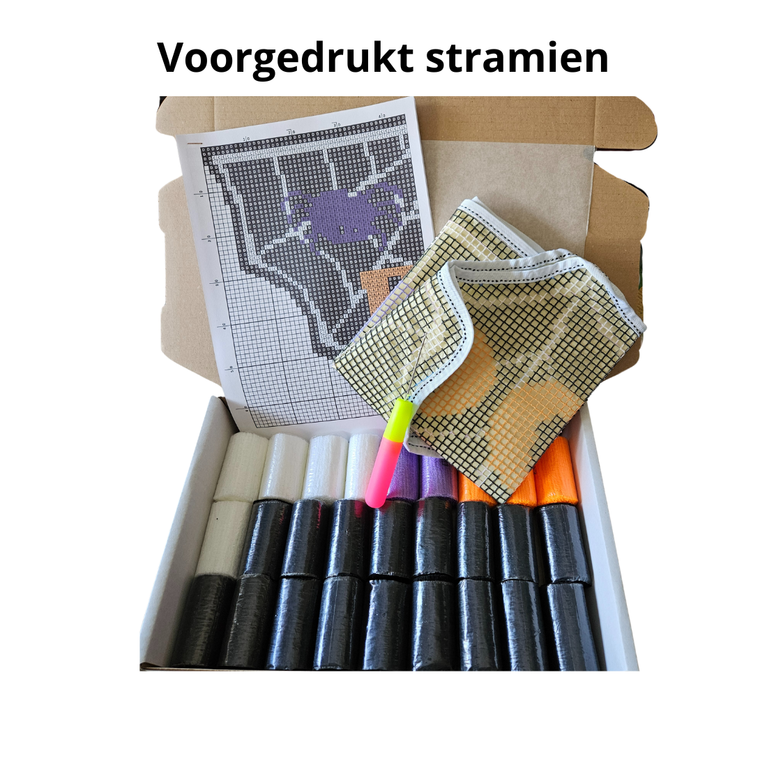 Latch hook mat spinnenweb - 70 x 40 cm - Hobby en meer