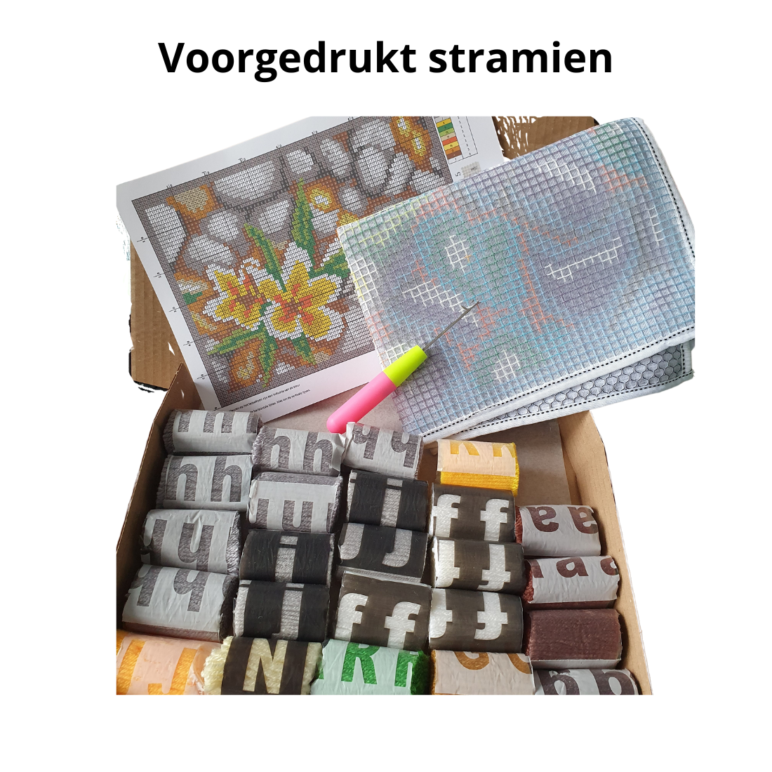 Latch hook mat stenen - 30 x 50 cm - Hobby en meer