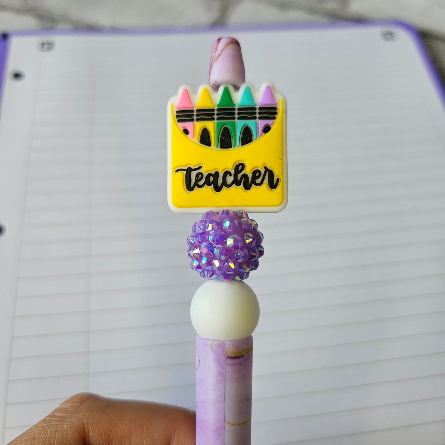 Leraren pen marmerlook - Paars - Hobby en meer