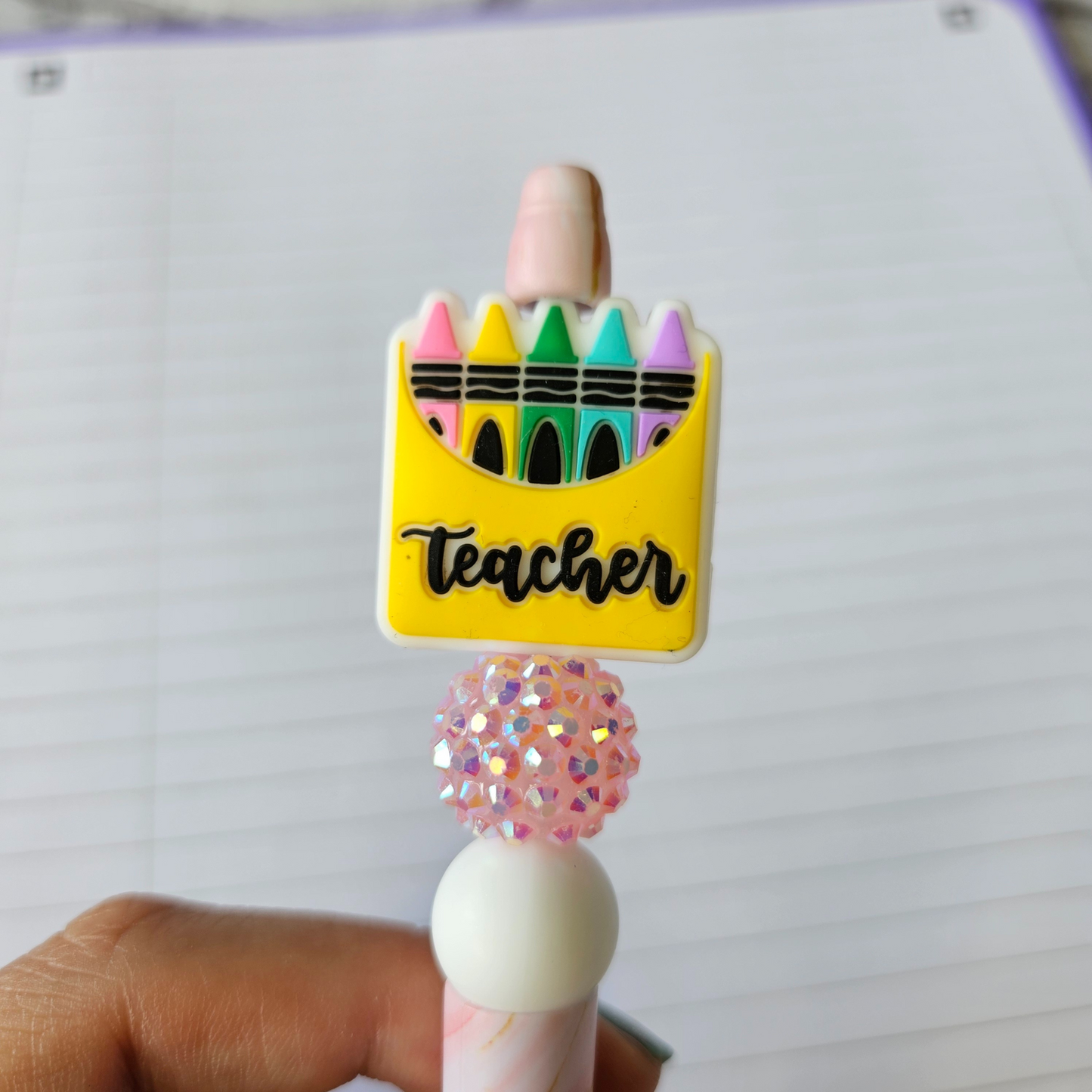 Leraren pen marmerlook - Roze - Hobby en meer