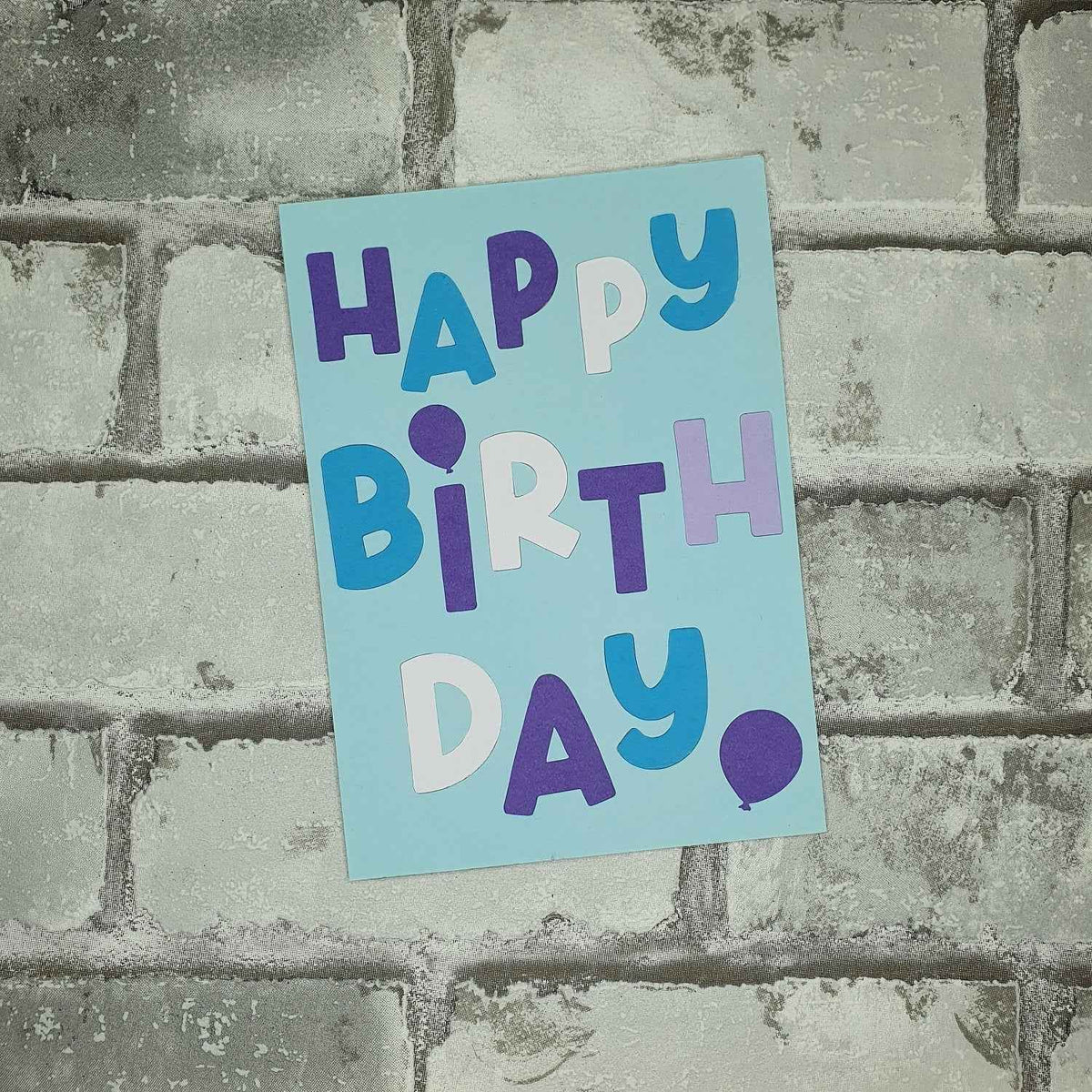 Verjaardag kaartje - Happy birthday - licht blauw