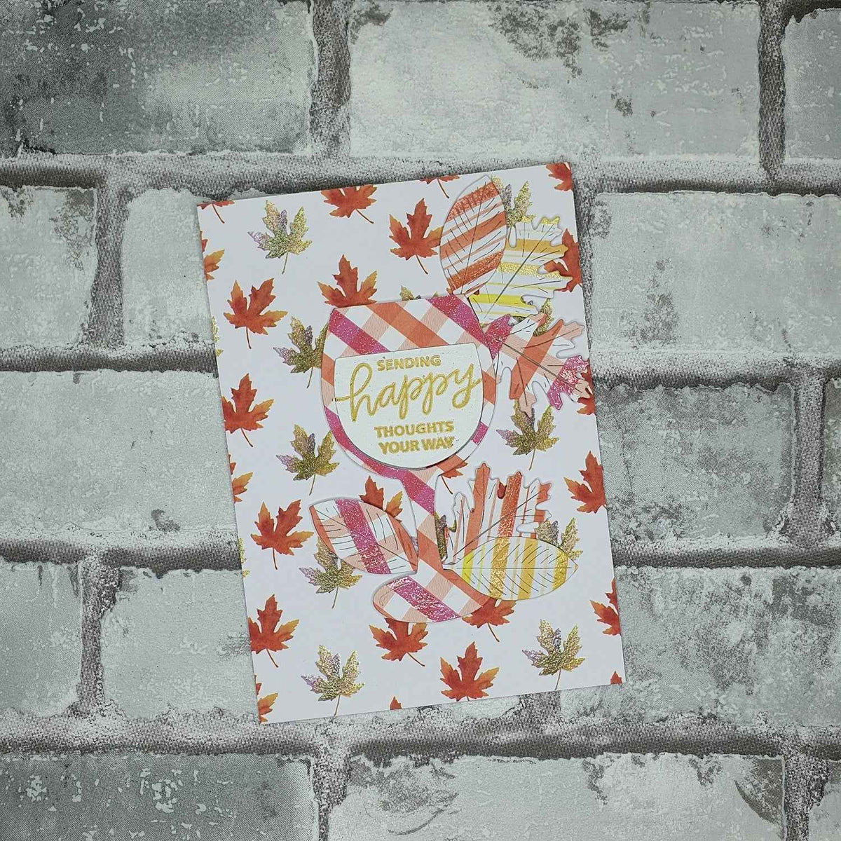 Zomaar een kaartje - Herfst - Wijnglas - Sending happy thoughts your way