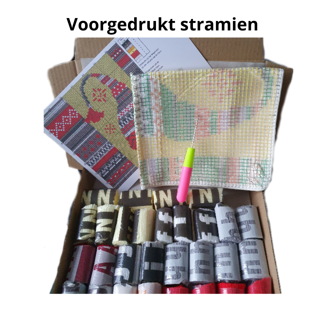 Inhoud diy kit smyrna kussen gnome rood