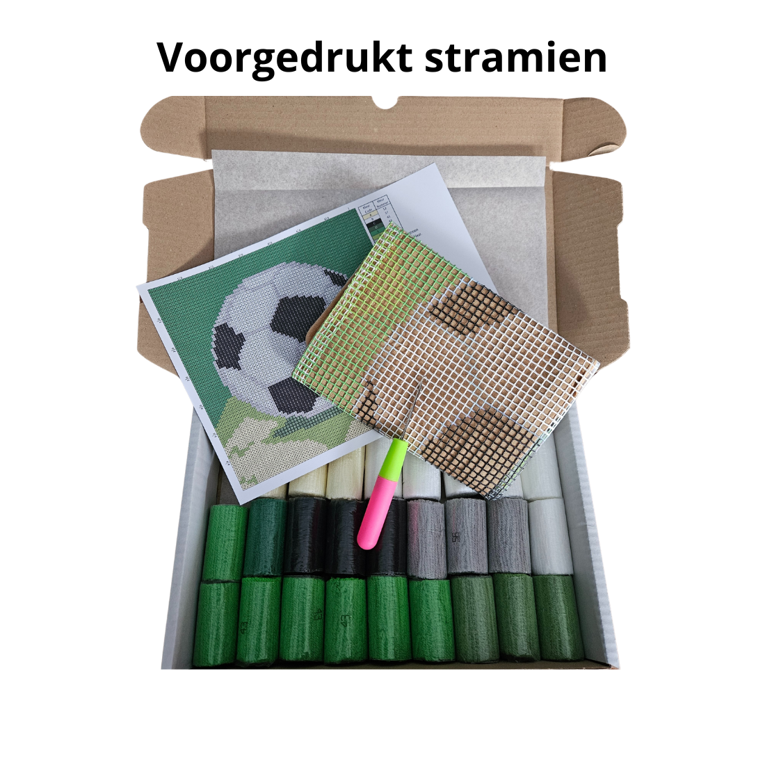 Latch hook kussen Voetbal, smyrna kussen diy kit